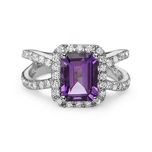 2.65 F SI1 EMERALD DIAMOND ENGAGEMENT RING 14K WHITE GOLD