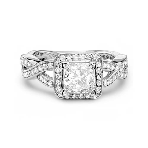 2.12ct G SI1 PRINCESS CUT DIAMOND ENGAGEMENT RING 14K WHITE GOLD